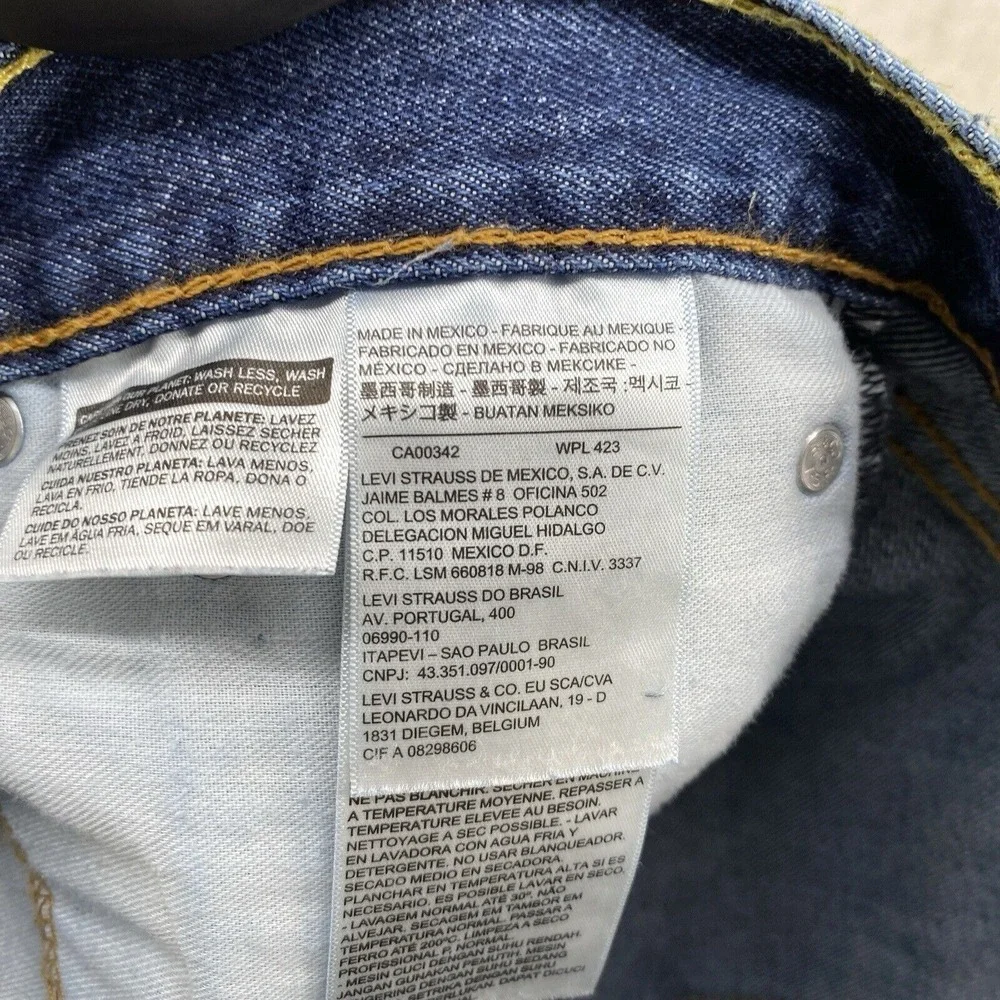 Levis 505 Regular Fit Jeans 32x34 Blue Distressed Raw Hem Straight Leg